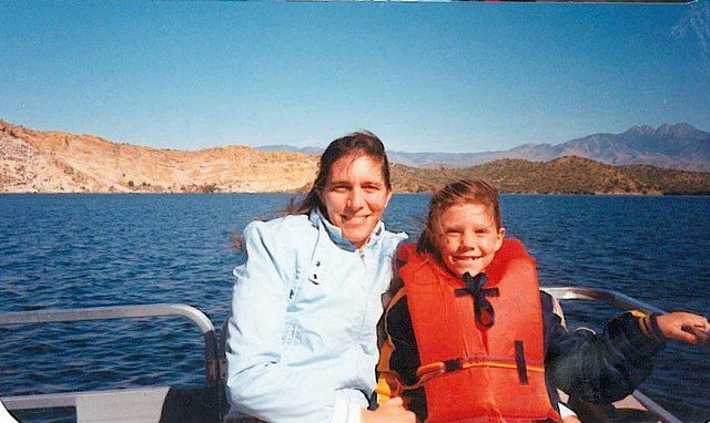 On the water in Arizona, during one of our visits to the States, 1994–1996.