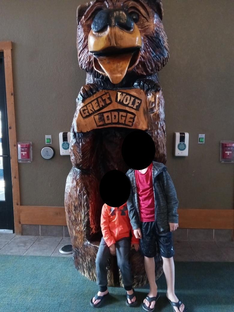 My boys with the bear at Great Wolf Lodge, May 15, 2022.