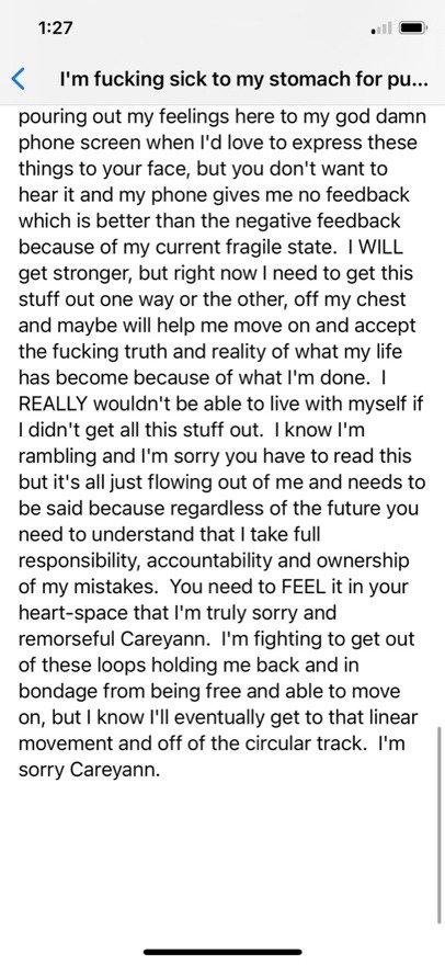 The end of his message, July 2021.